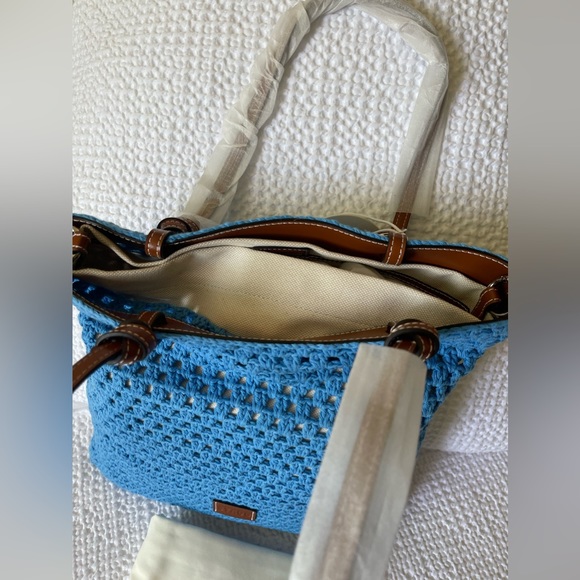 STAUD Crochet Porte Tote Shoulder Bag Casual Beachy In Azure Color One Size - Picture 6 of 15